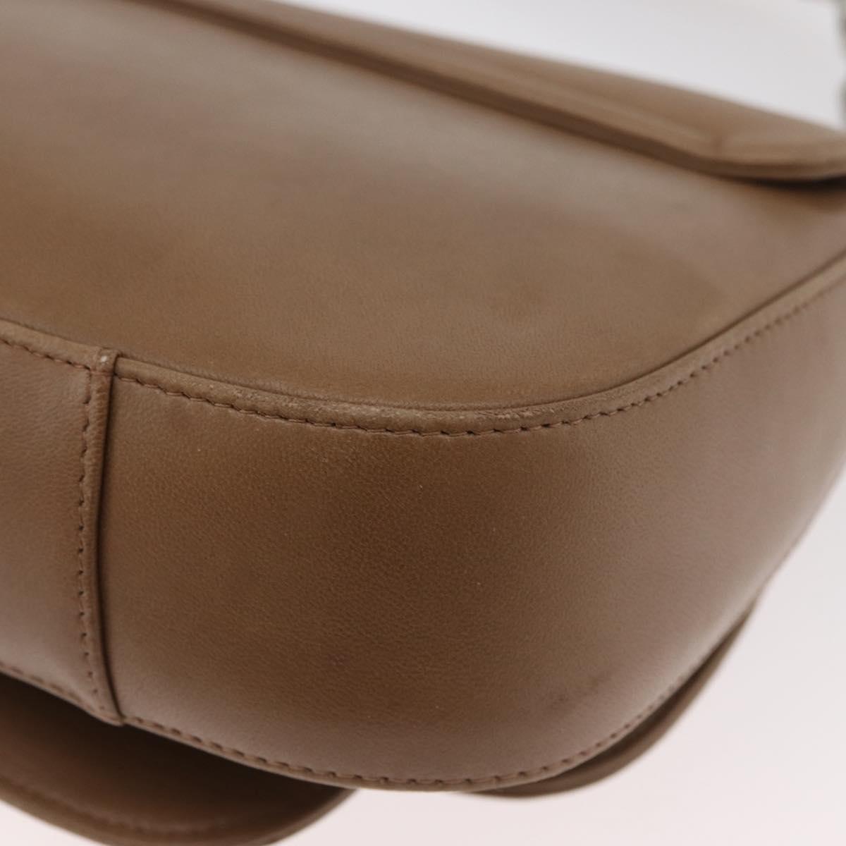 BALLY Chain Shoulder Bag Leather Beige Silver Auth BA13180