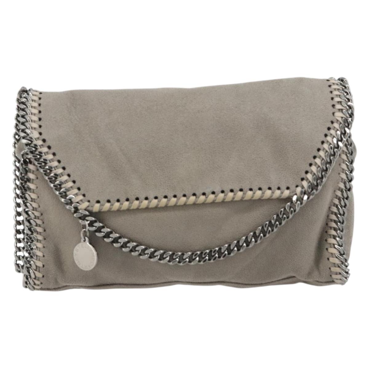 Stella MacCartney Chain Falabella Bag polyester Gray Silver Auth BA13184