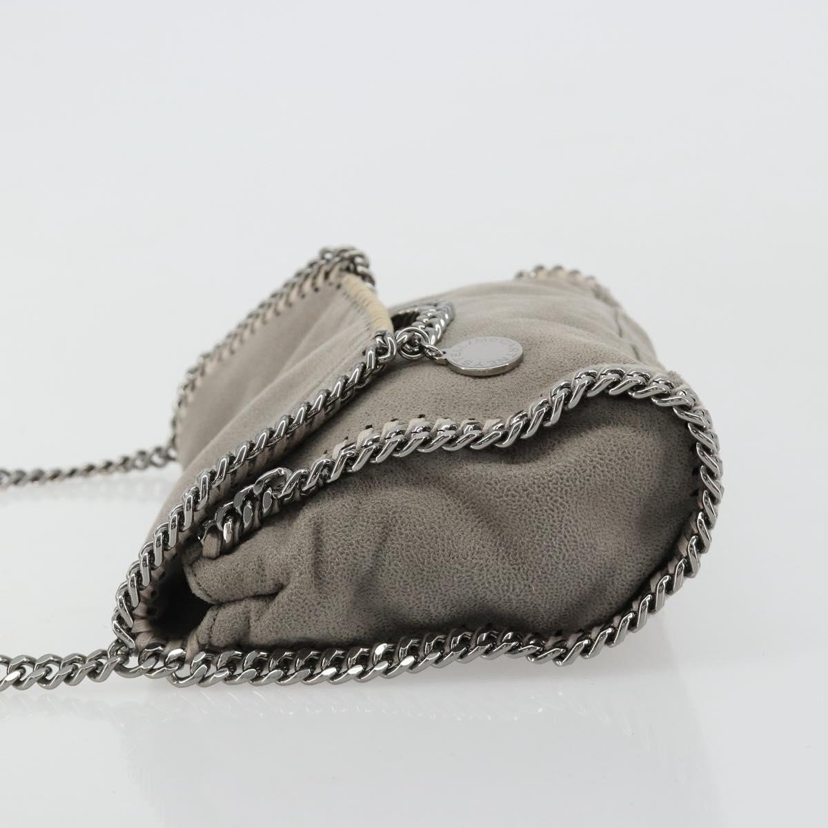 Stella MacCartney Chain Falabella Bag polyester Gray Silver Auth BA13184