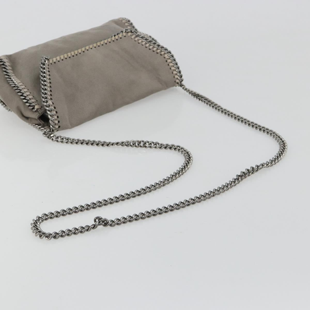 Stella MacCartney Chain Falabella Bag polyester Gray Silver Auth BA13184