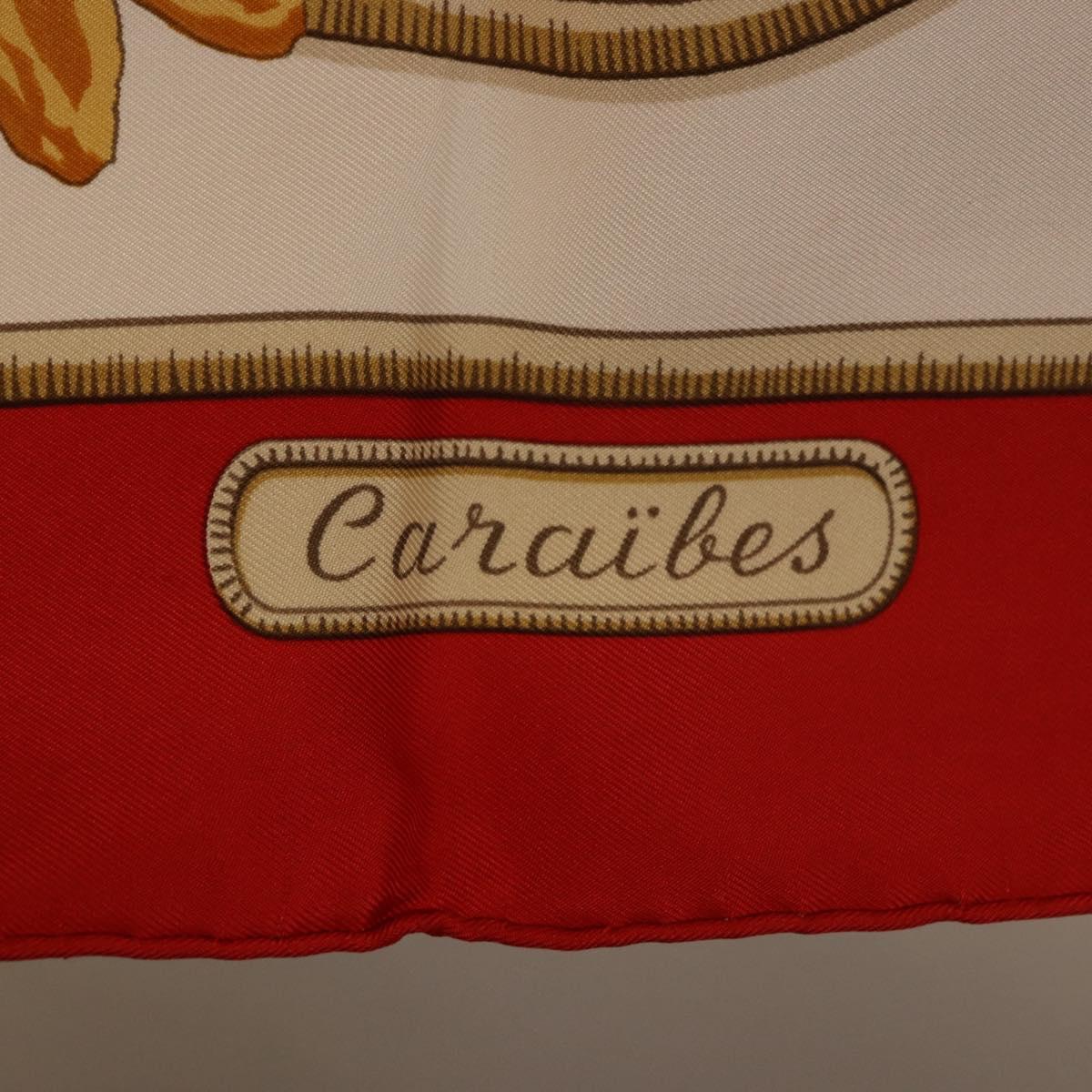 HERMES Carre 90 Scarf ""Caraibes"" Silk Red Auth BA13189M