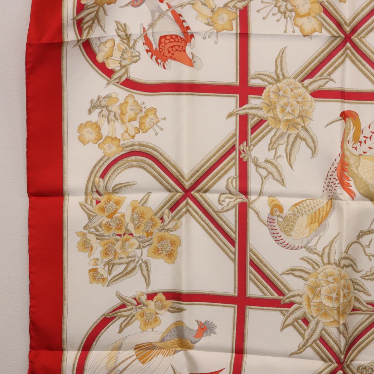 HERMES Carre 90 Scarf ""Caraibes"" Silk Red Auth BA13189M