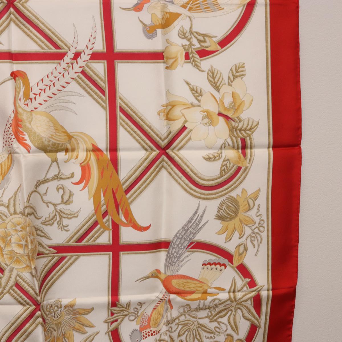 HERMES Carre 90 Scarf ""Caraibes"" Silk Red Auth BA13189M