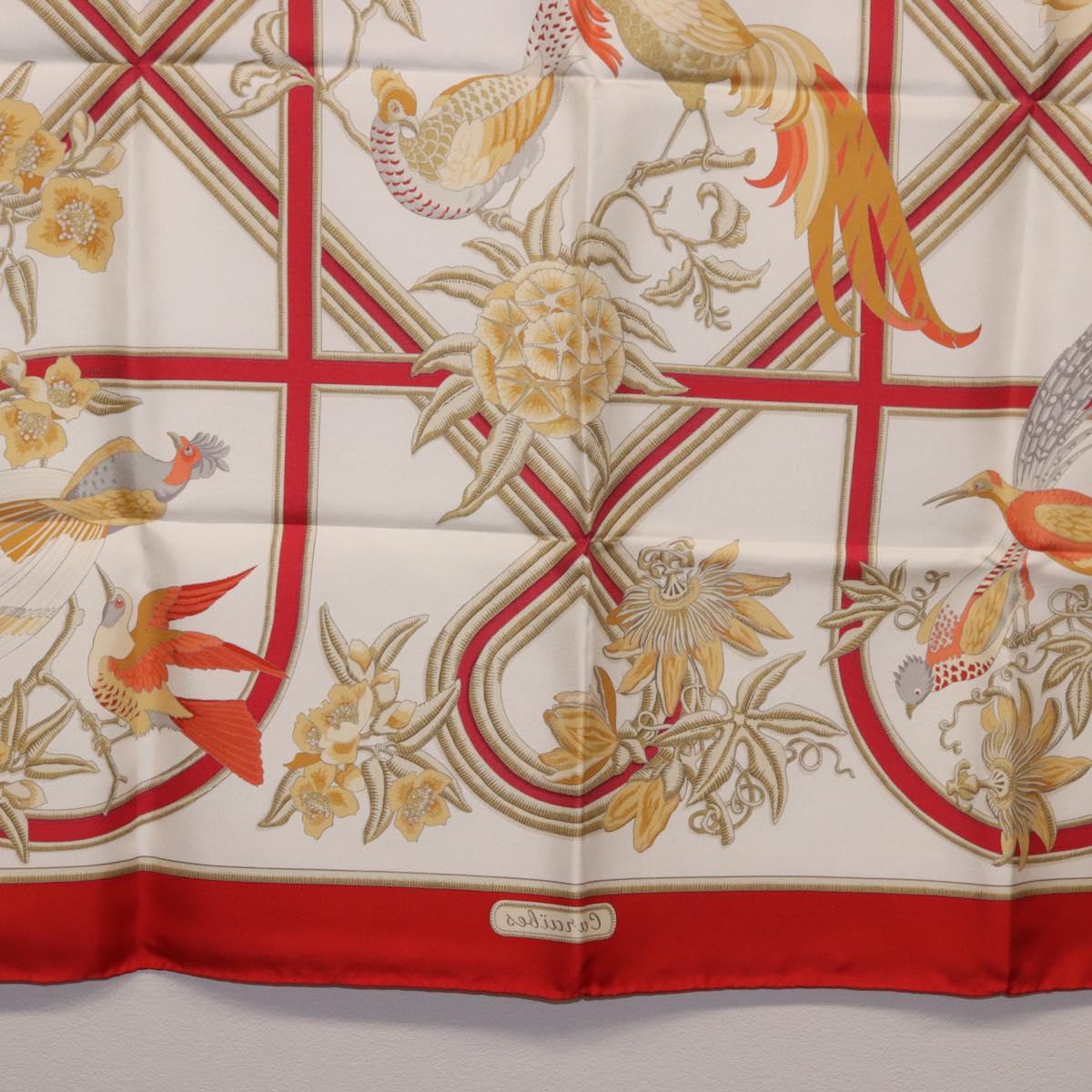 HERMES Carre 90 Scarf ""Caraibes"" Silk Red Auth BA13189M
