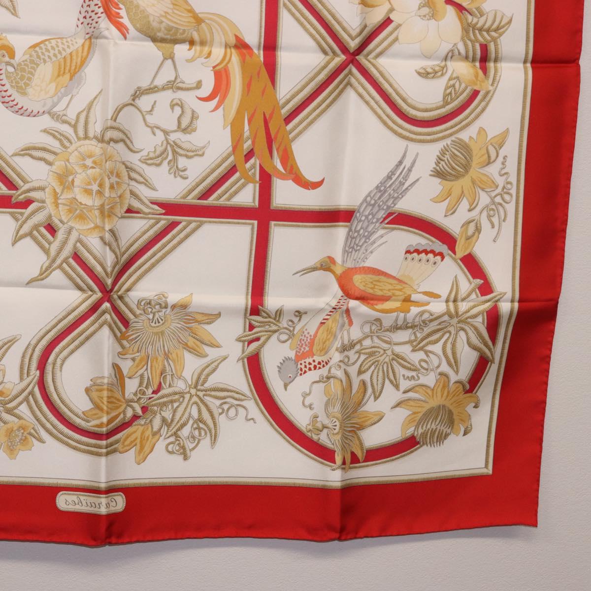 HERMES Carre 90 Scarf ""Caraibes"" Silk Red Auth BA13189M