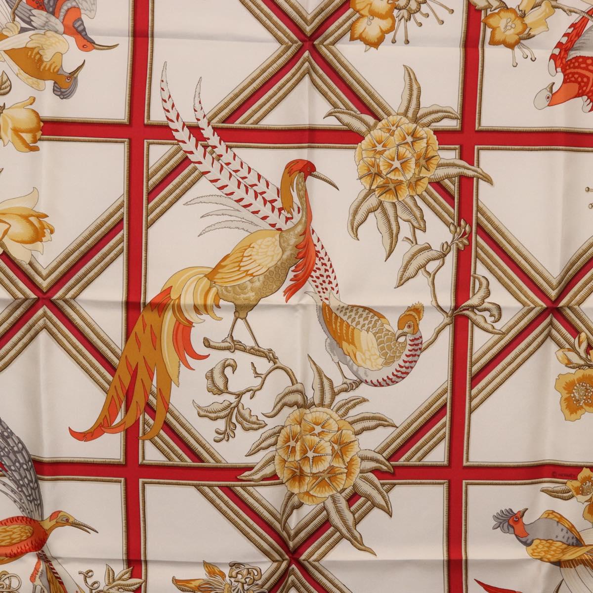 HERMES Carre 90 Scarf ""Caraibes"" Silk Red Auth BA13189M