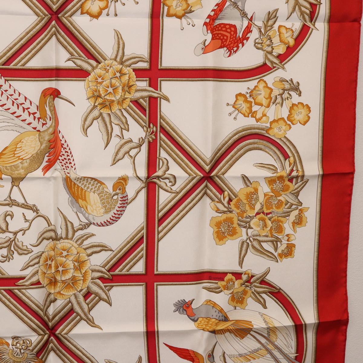 HERMES Carre 90 Scarf ""Caraibes"" Silk Red Auth BA13189M