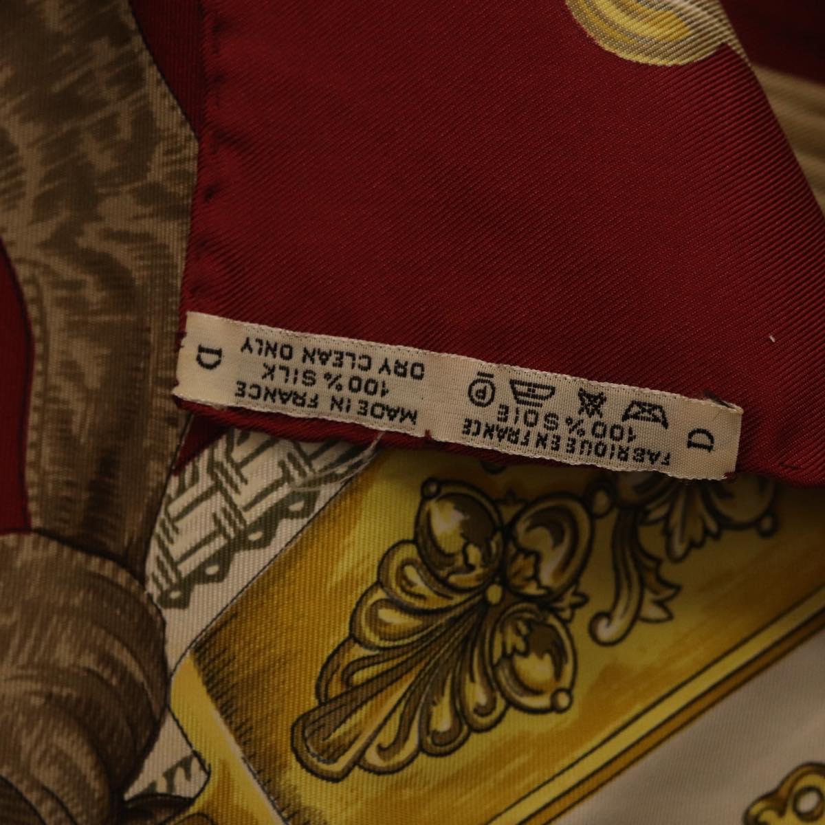 HERMES Carre 90 Scarf ""RETRIERS"" Silk Bordeaux Auth BA13192