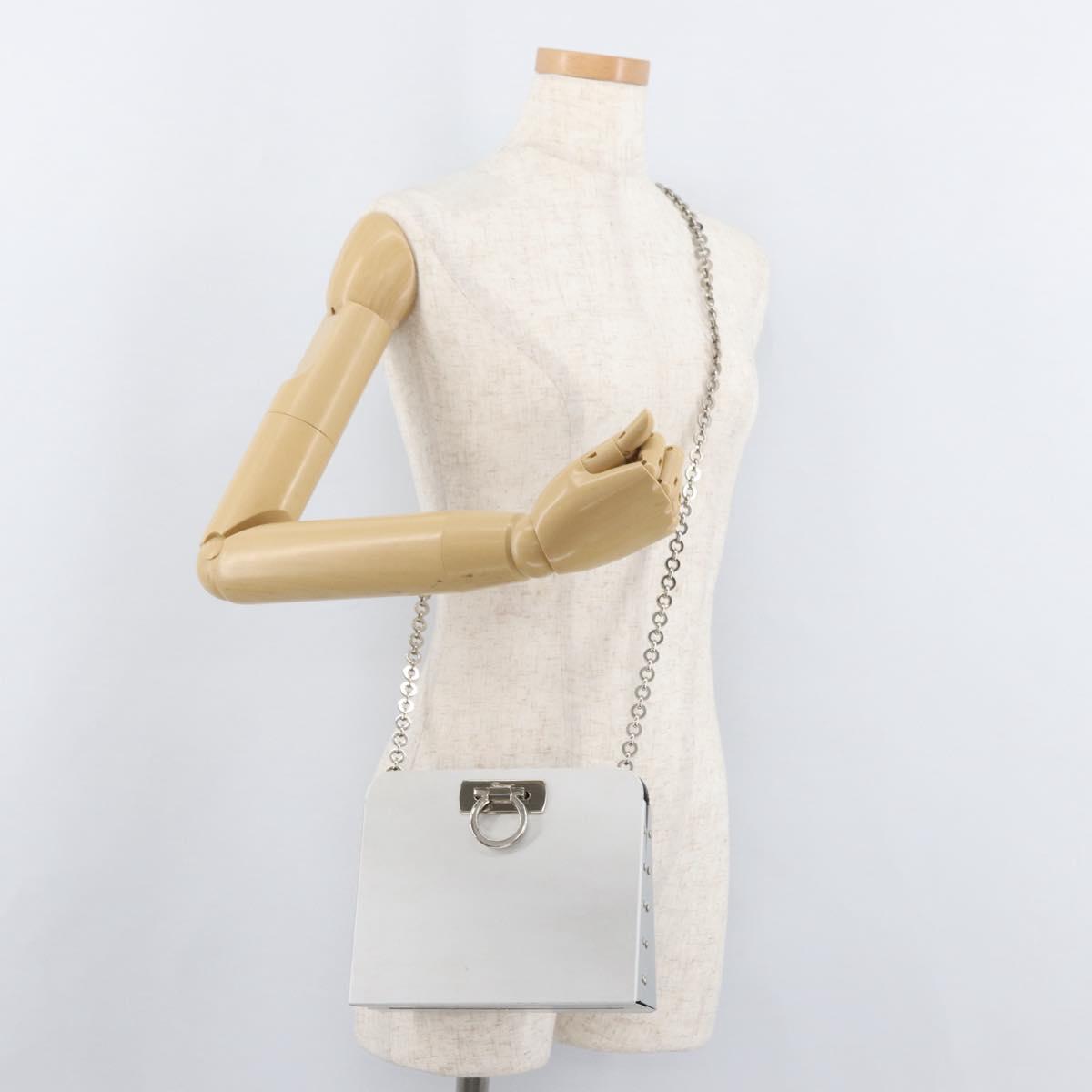 Salvatore Ferragamo Gancini Chain Bag Stainless steel Silver Auth BA13202V
