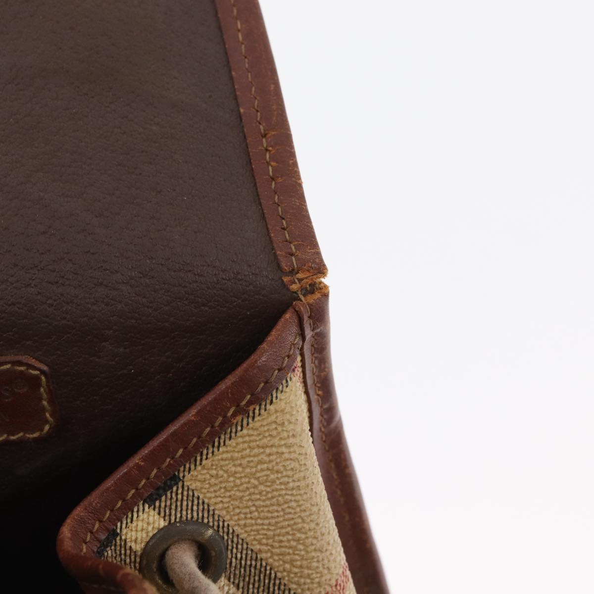 Burberrys Nova Check Backpack PVC Beige Gold Auth BA13204