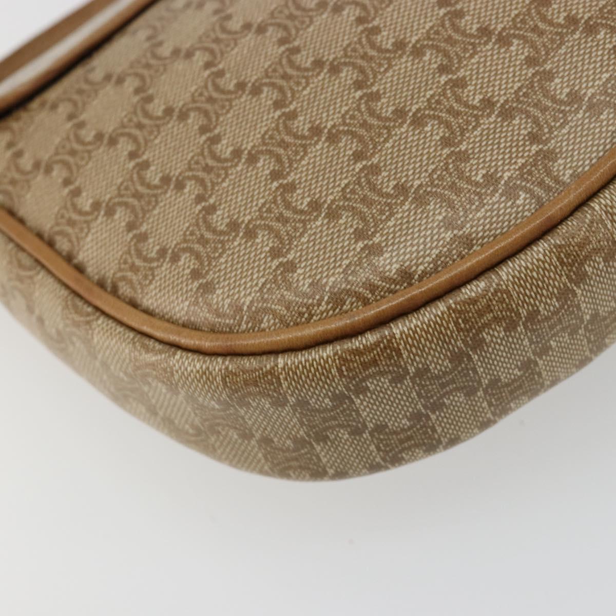 CELINE Macadam Canvas Shoulder Bag PVC Leather Beige Gold Auth BA13205