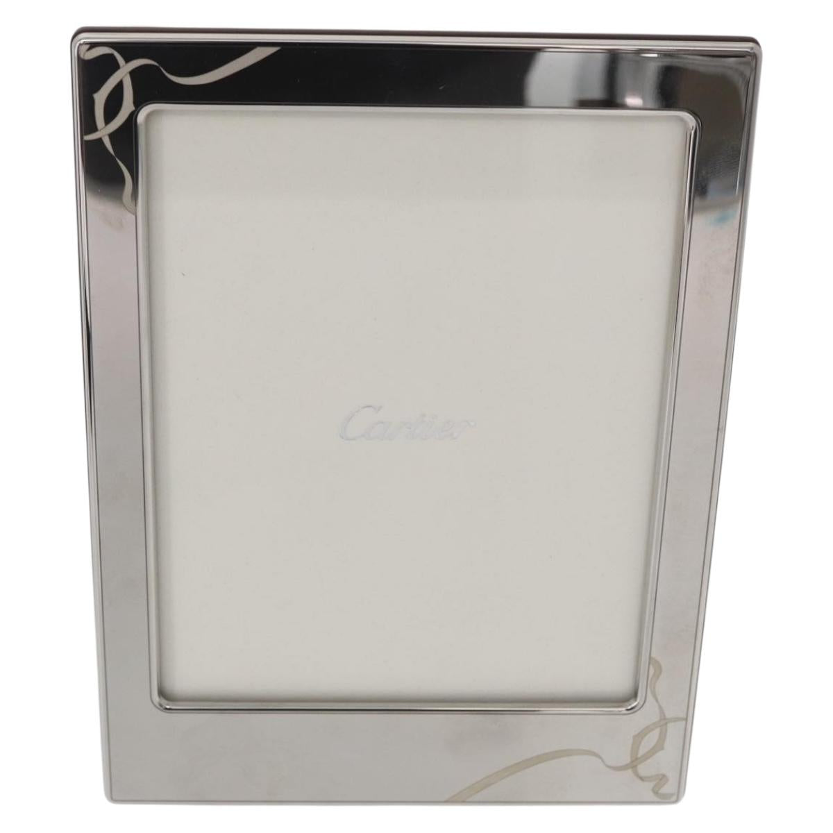 CARTIER Photo Stand Wood Silver Auth BA13210V