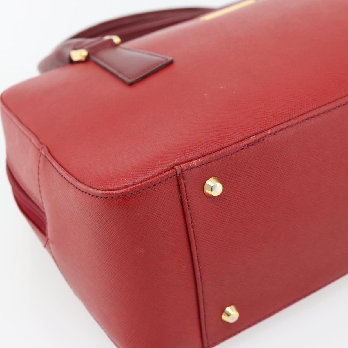 BURBERRY Hand Bag Leather Red Gold Auth BA13211