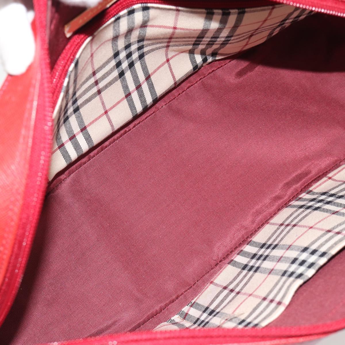 BURBERRY Hand Bag Leather Red Gold Auth BA13211