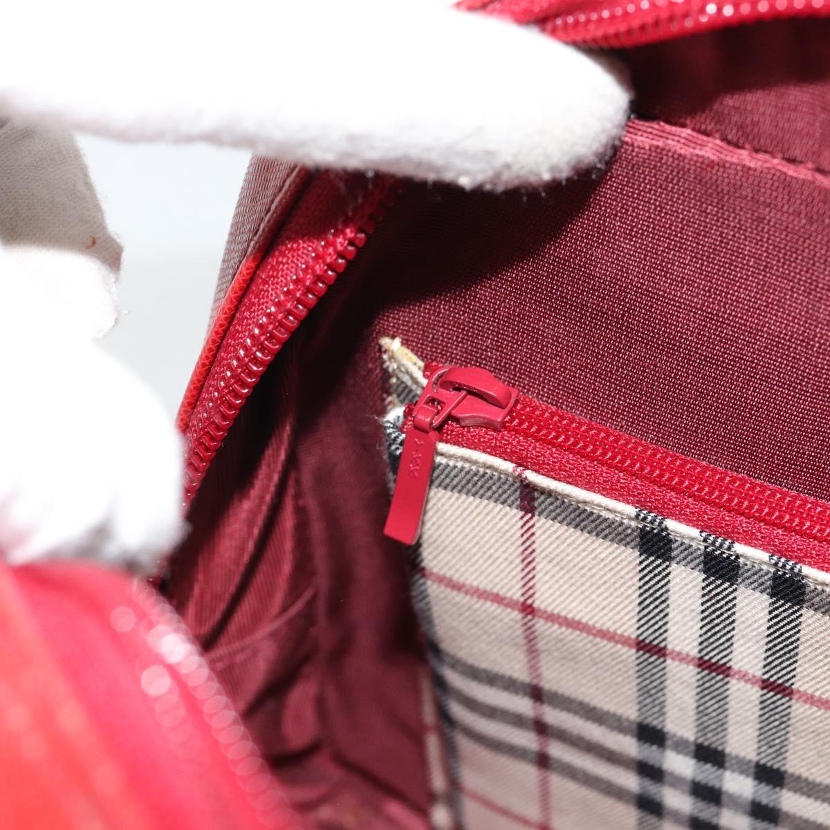BURBERRY Hand Bag Leather Red Gold Auth BA13211