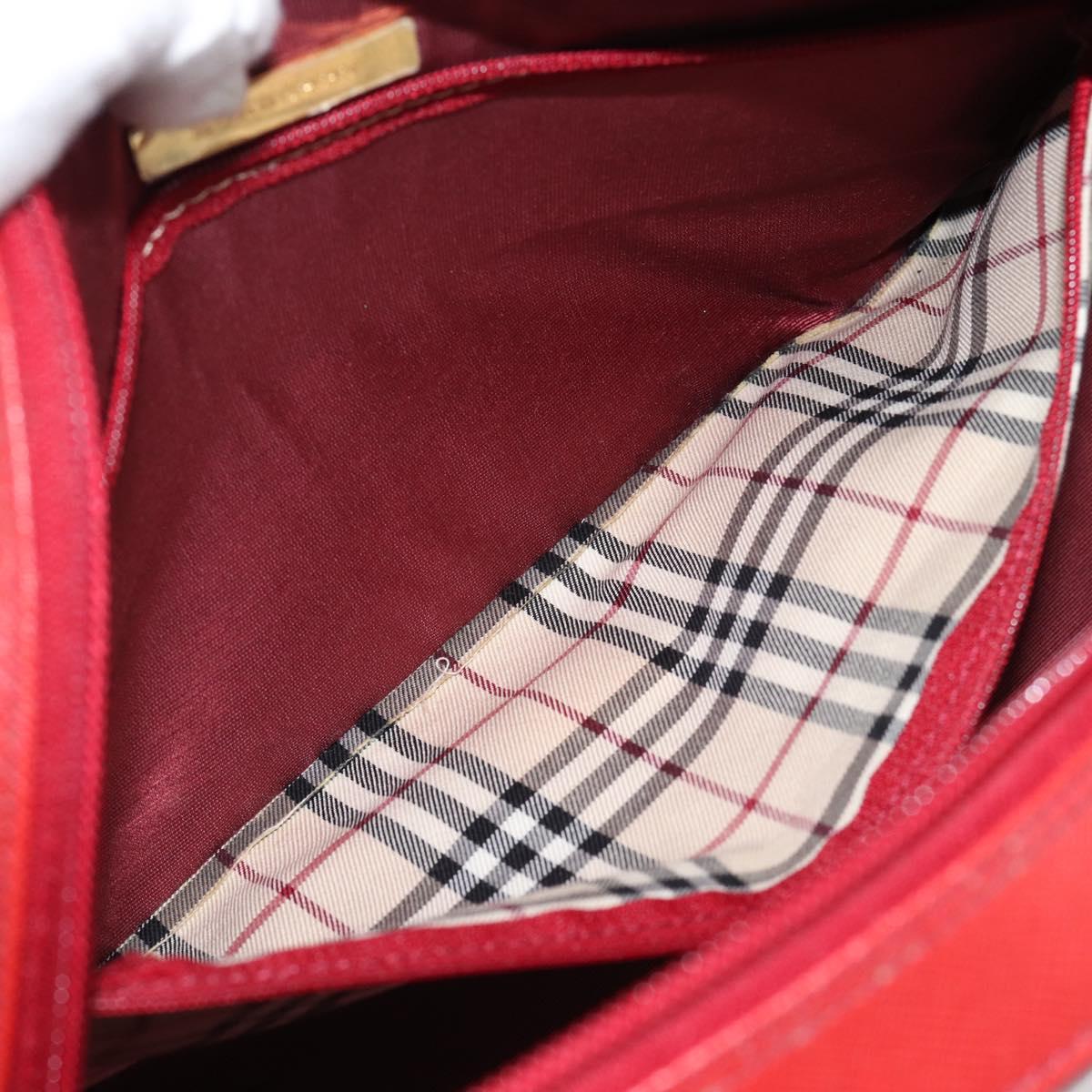BURBERRY Hand Bag Leather Red Gold Auth BA13211