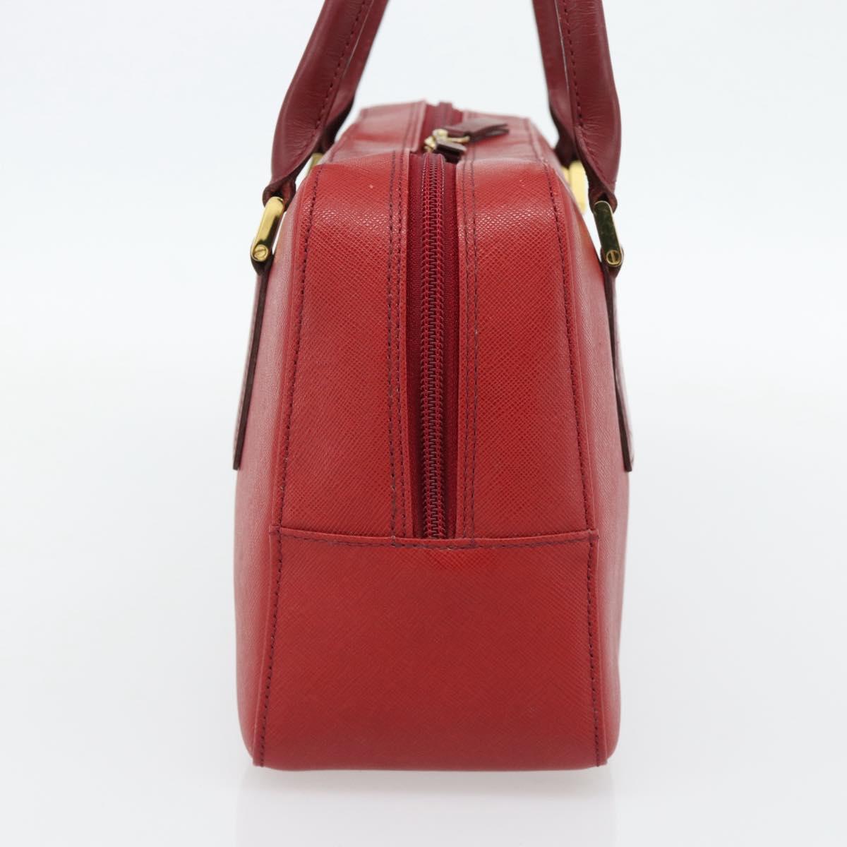BURBERRY Hand Bag Leather Red Gold Auth BA13211