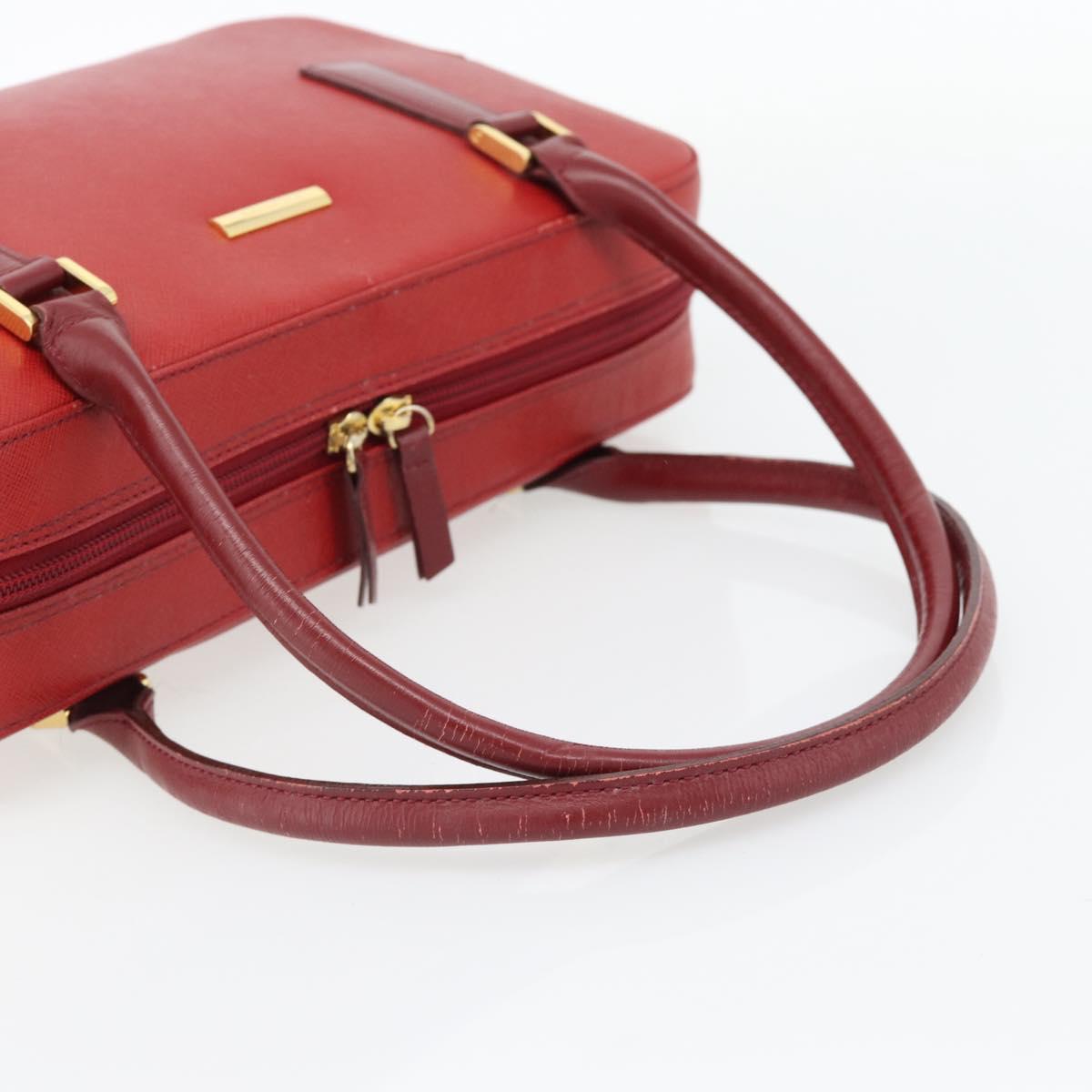 BURBERRY Hand Bag Leather Red Gold Auth BA13211