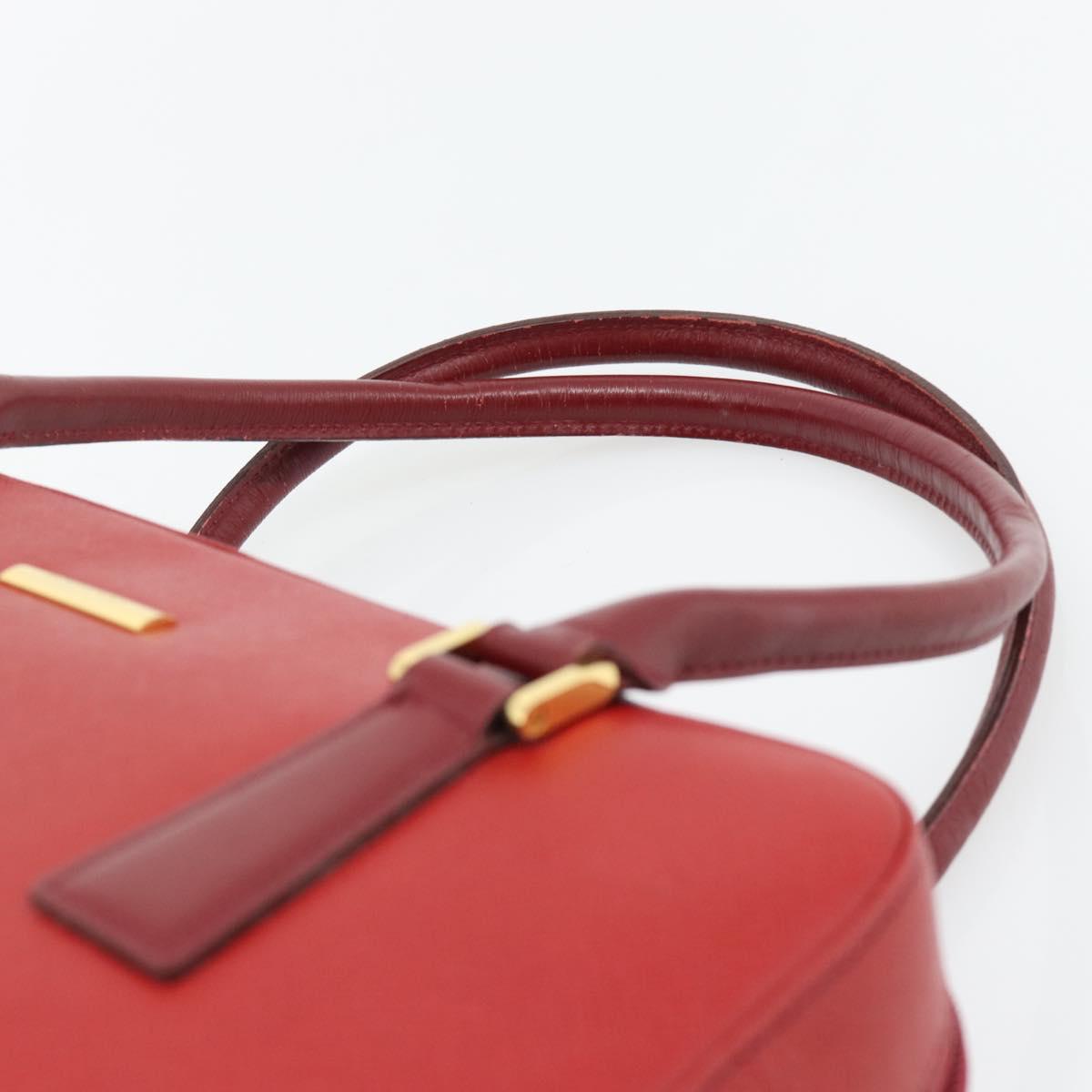 BURBERRY Hand Bag Leather Red Gold Auth BA13211