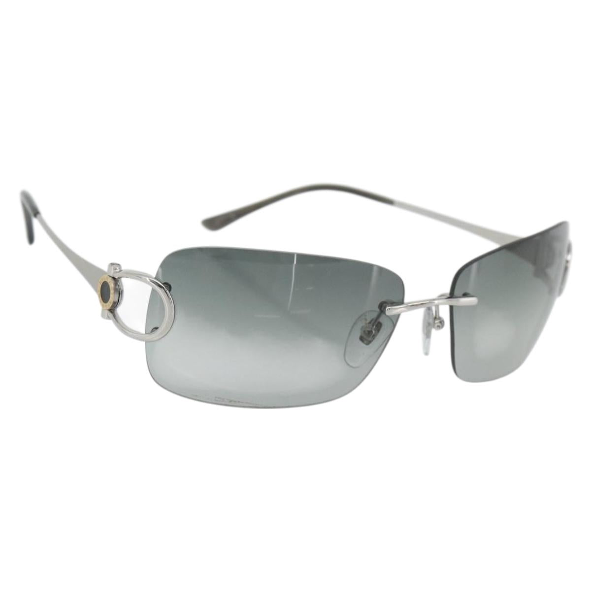 BVLGARI Sunglasses metal Silver Auth BA13217