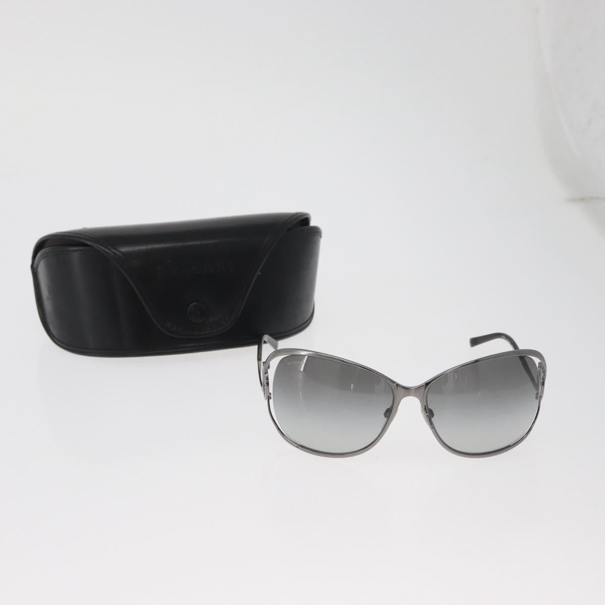 BVLGARI Sunglasses Metal Black Silver Auth BA13219