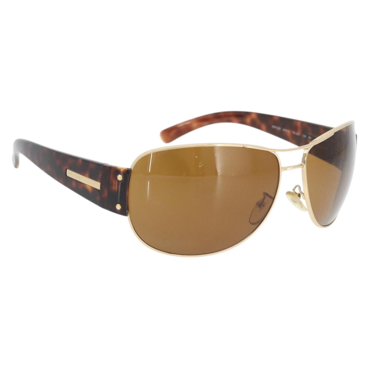 PRADA Tortoise Pattern Sunglasses Plastic Brown Gold Auth BA13220