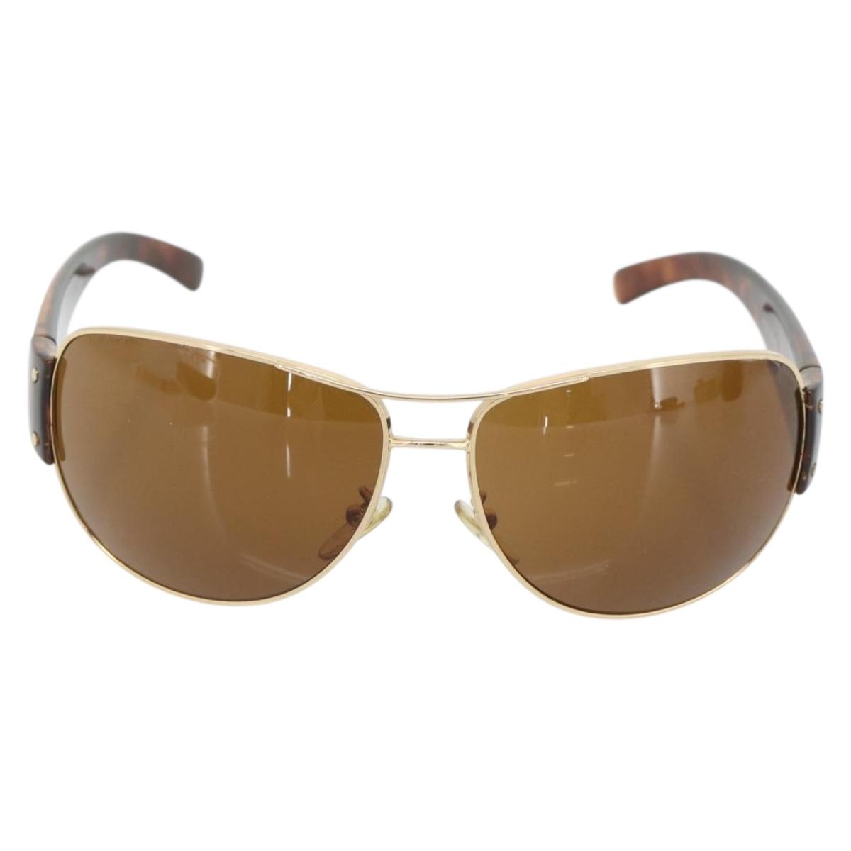 PRADA Tortoise Pattern Sunglasses Plastic Brown Gold Auth BA13220