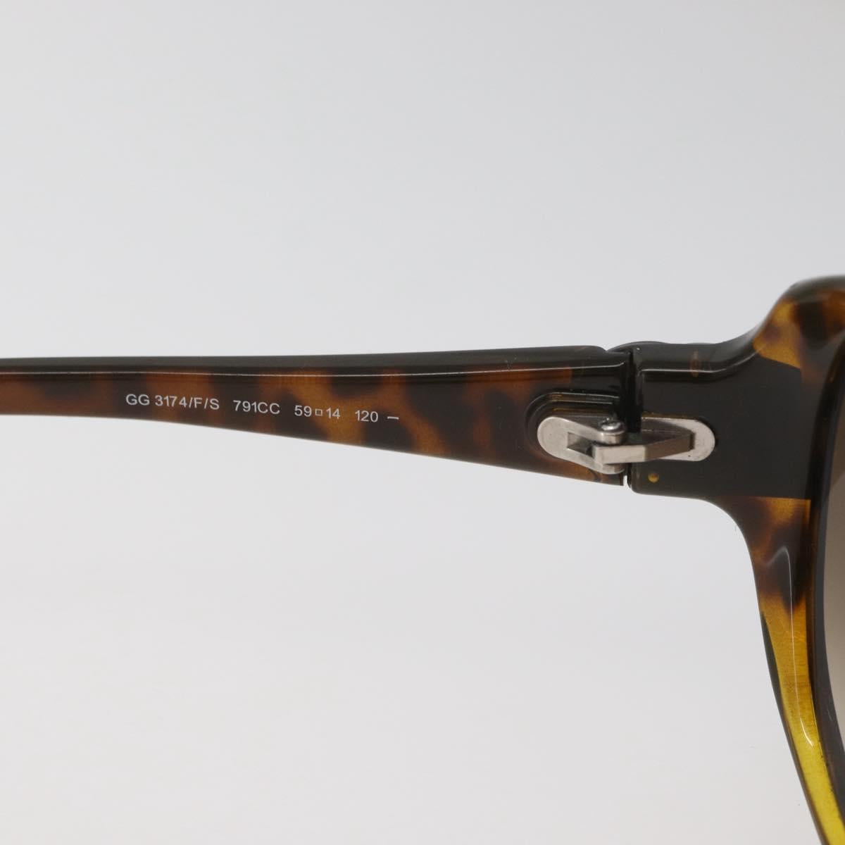 GUCCI Tortoise Pattern Sunglasses Plastic Brown Silver Auth BA13261