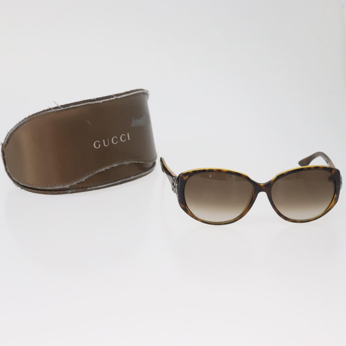 GUCCI Tortoise Pattern Sunglasses Plastic Brown Silver Auth BA13261