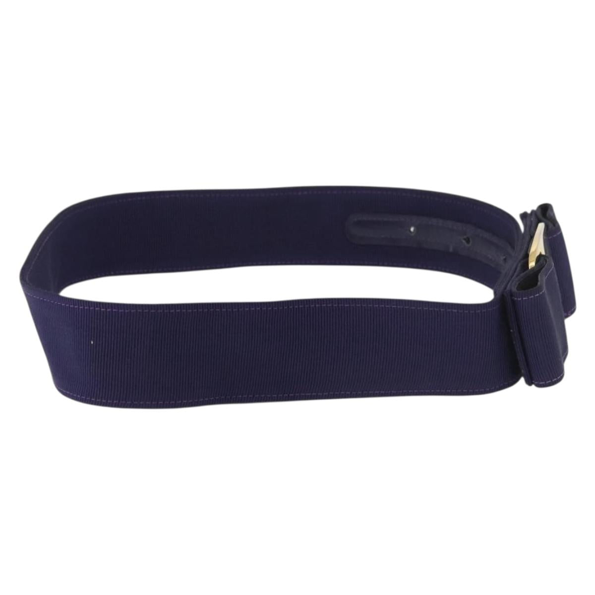 Salvatore Ferragamo Vara Ribbon Belt Canvas 29.5"" Purple Gold Auth BA13266