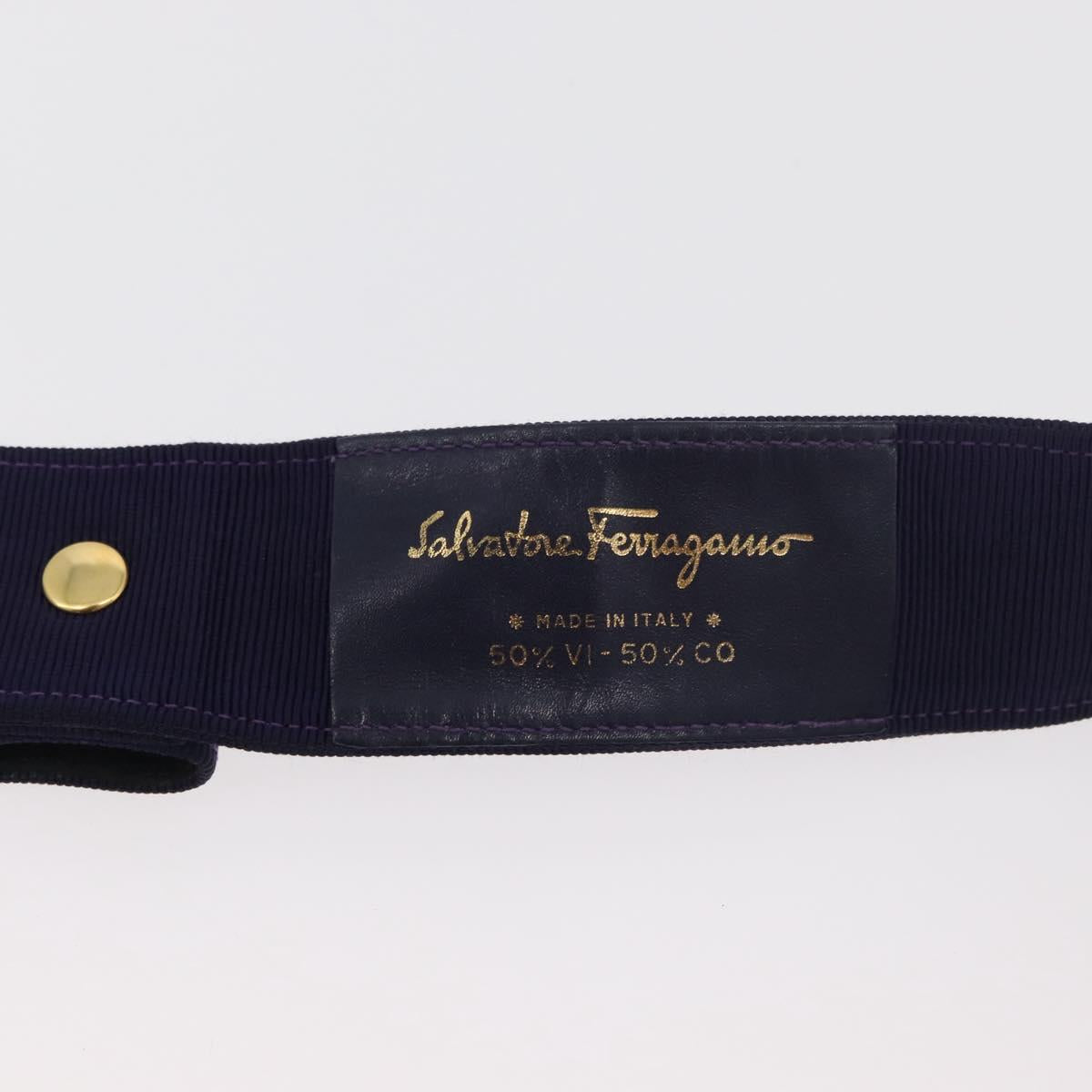 Salvatore Ferragamo Vara Ribbon Belt Canvas 29.5"" Purple Gold Auth BA13266
