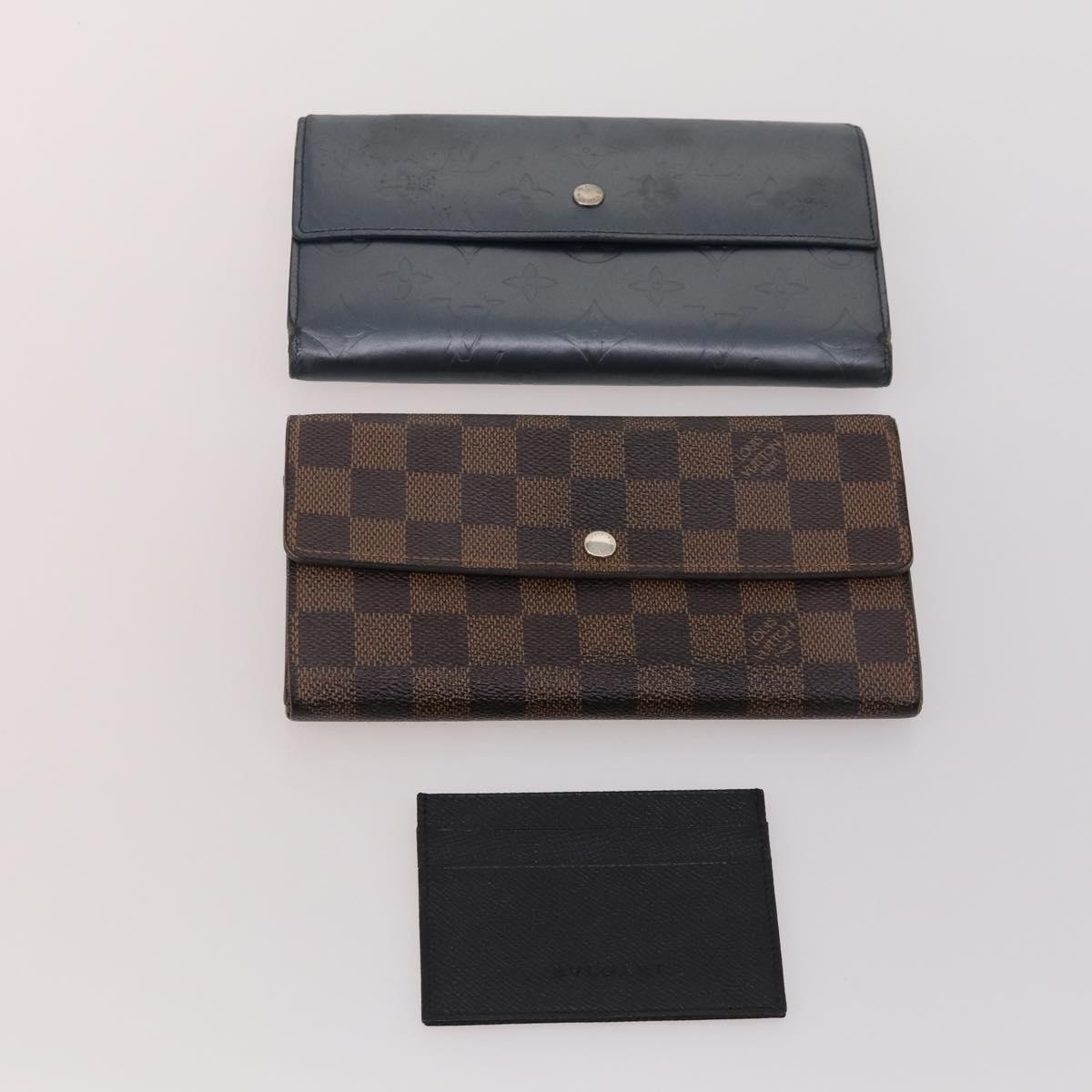 LOUIS VUITTON Bulgari Damier Vernis Epi Wallet PVC 7 Set White Blue Auth BA13273