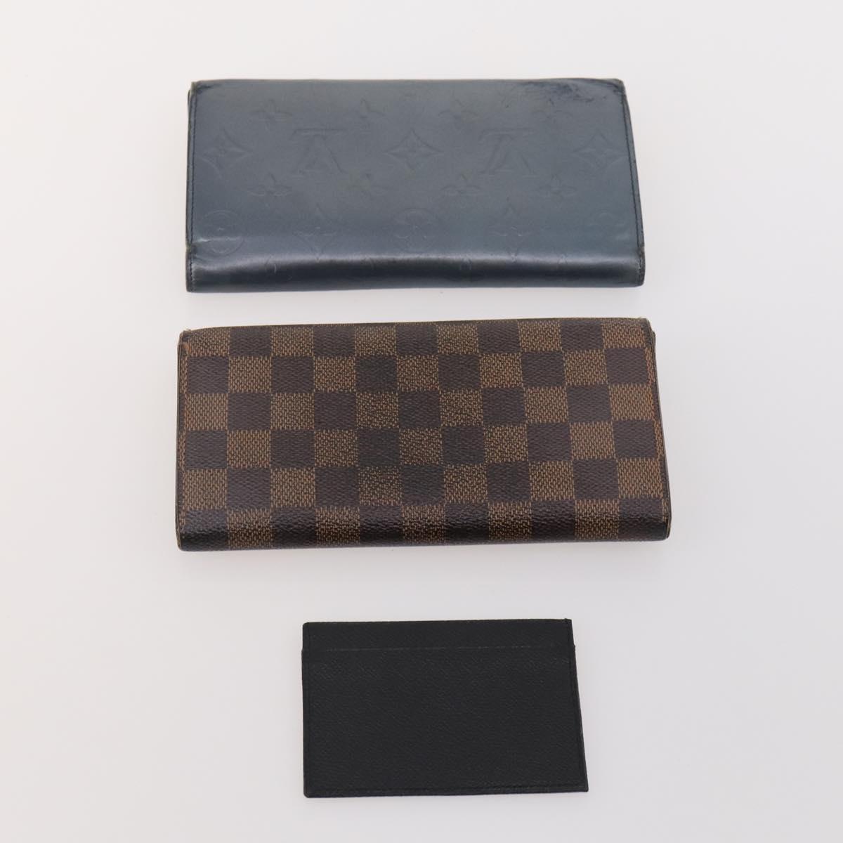 LOUIS VUITTON Bulgari Damier Vernis Epi Wallet PVC 7 Set White Blue Auth BA13273