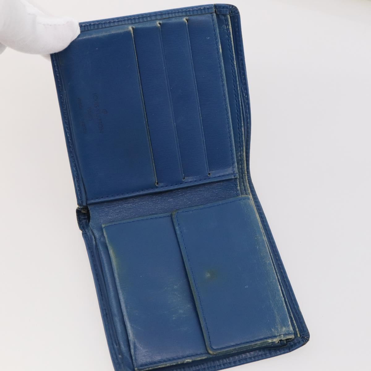 LOUIS VUITTON Bulgari Damier Vernis Epi Wallet PVC 7 Set White Blue Auth BA13273
