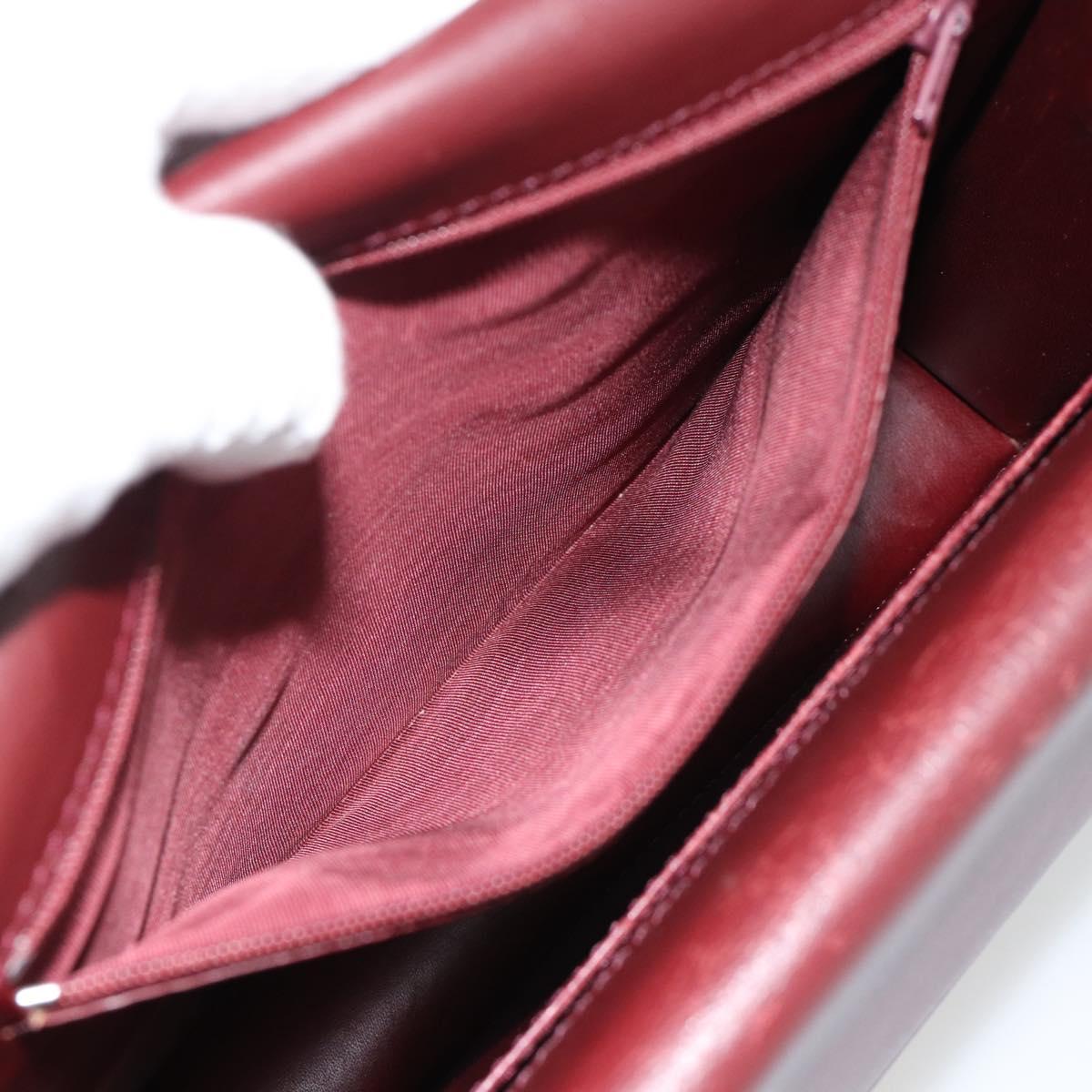 CARTIER Must Line Shoulder Bag Leather Bordeaux Gold Auth BA13274