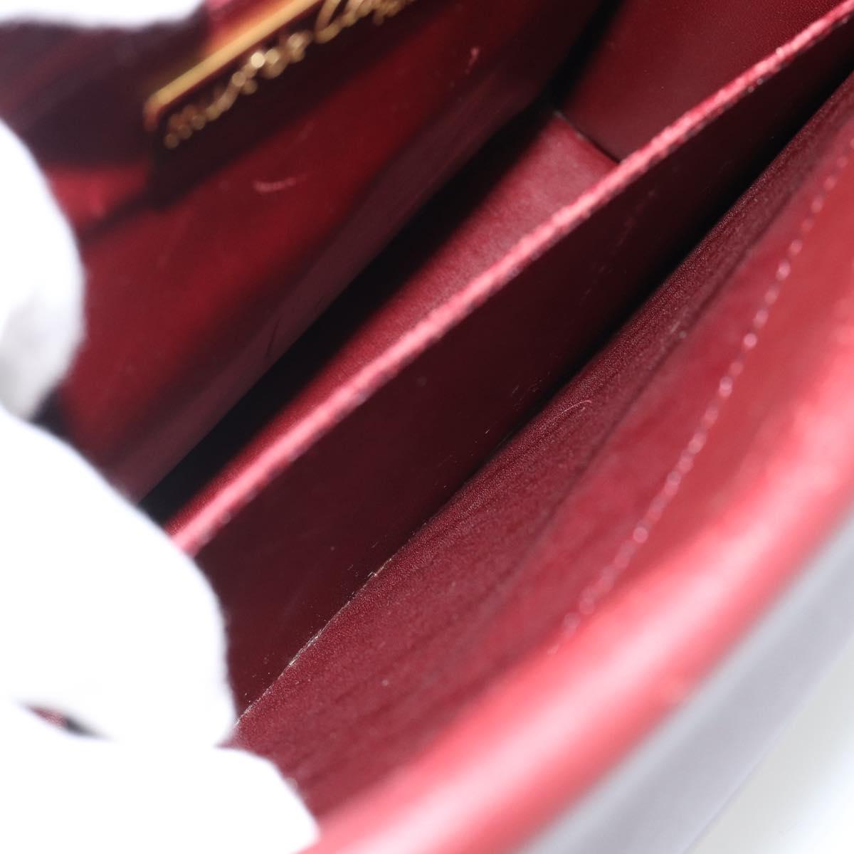 CARTIER Must Line Shoulder Bag Leather Bordeaux Gold Auth BA13274