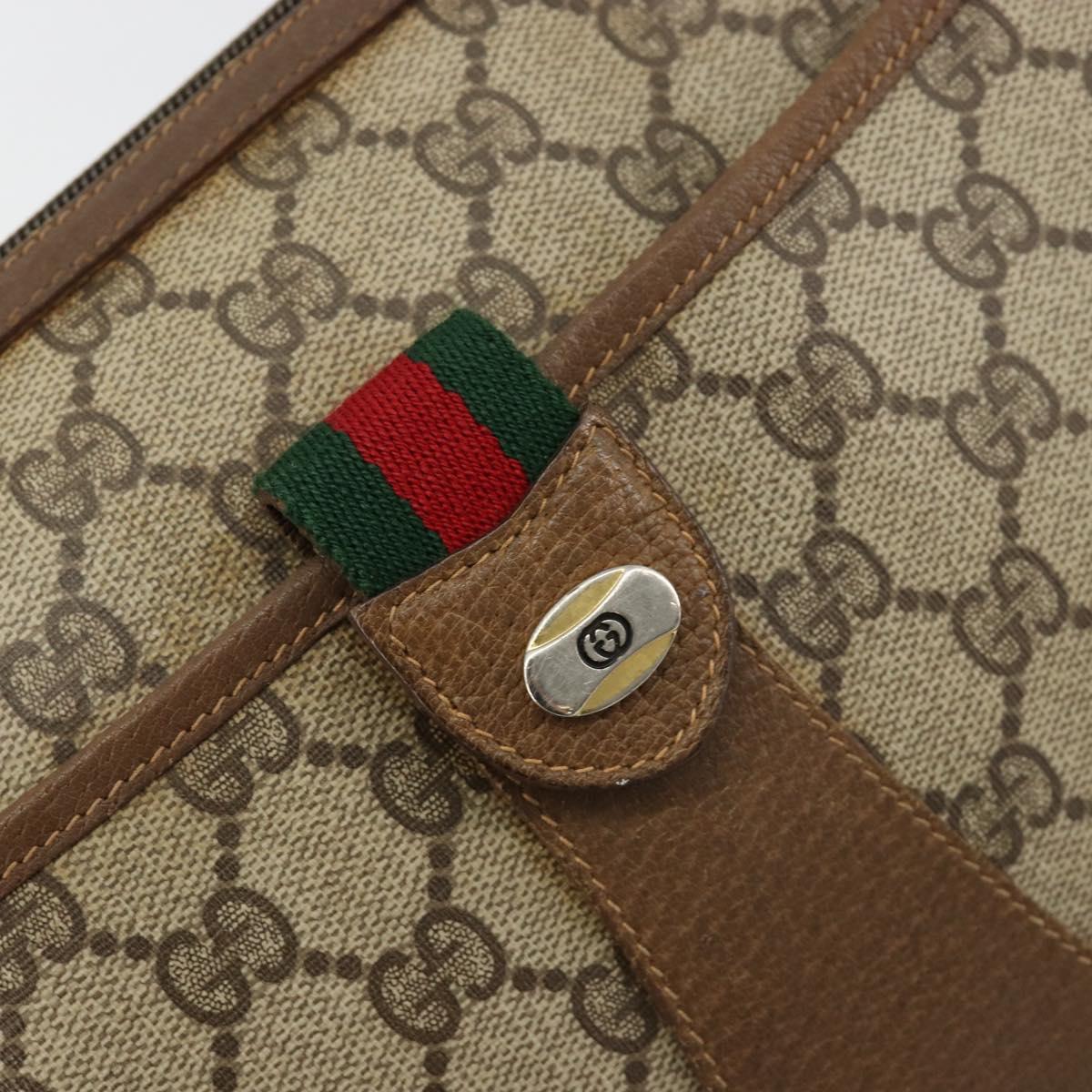 GUCCI GG Supreme Web Sherry Line Bag PVC Beige Gold 56 02 032 Auth BA13275