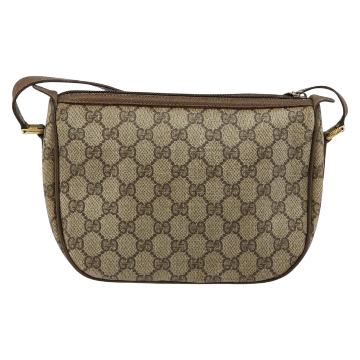 GUCCI GG Supreme Web Sherry Line Bag PVC Beige Gold 56 02 032 Auth BA13275