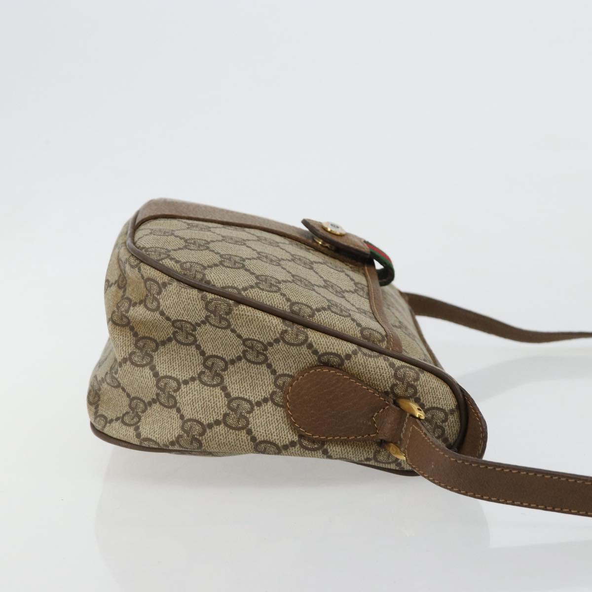 GUCCI GG Supreme Web Sherry Line Bag PVC Beige Gold 56 02 032 Auth BA13275