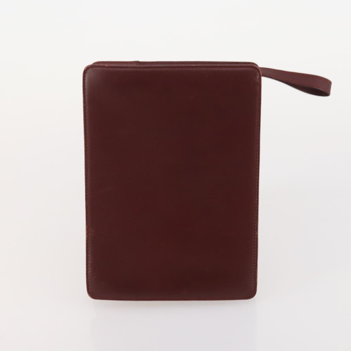 CARTIER Must Line Shoulder Bag Leather 2 Set Bordeaux Auth BA13277