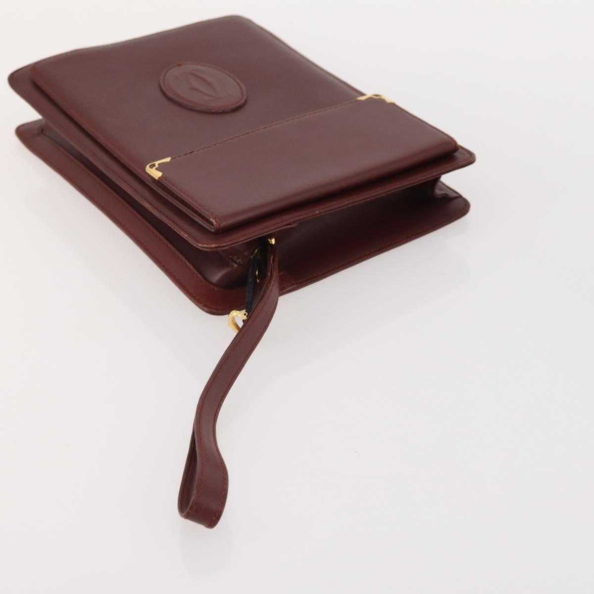 CARTIER Must Line Shoulder Bag Leather 2 Set Bordeaux Auth BA13277