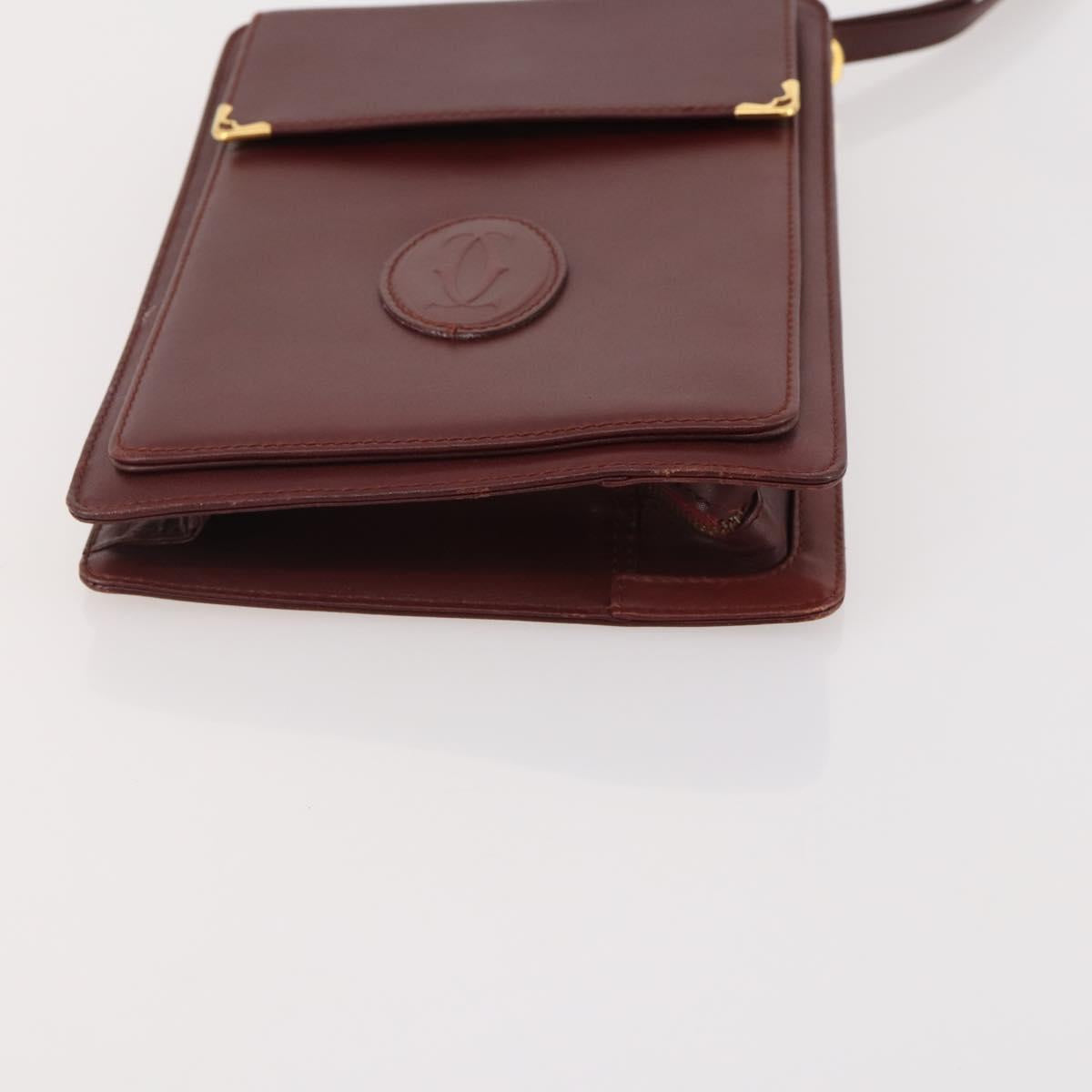 CARTIER Must Line Shoulder Bag Leather 2 Set Bordeaux Auth BA13277