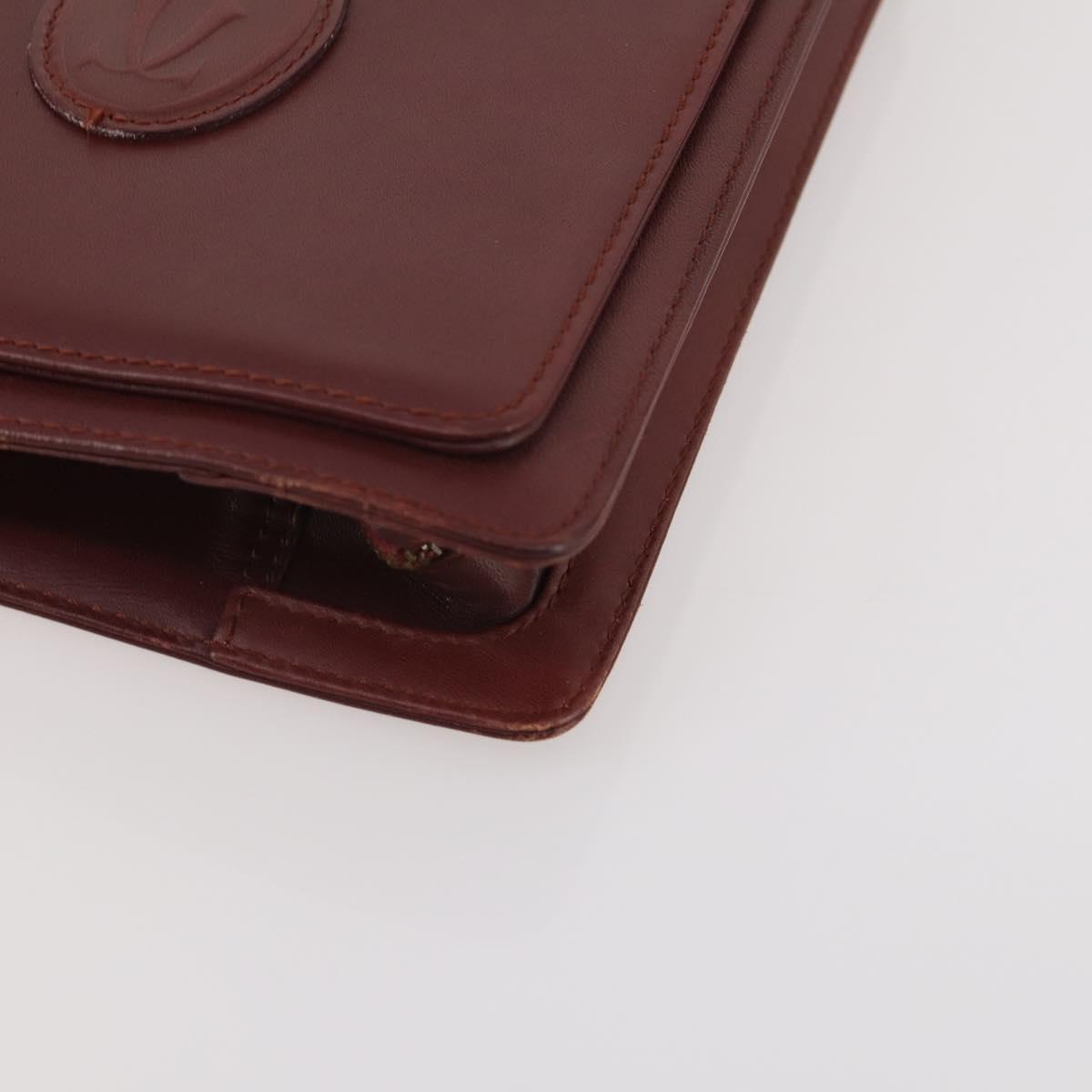 CARTIER Must Line Shoulder Bag Leather 2 Set Bordeaux Auth BA13277