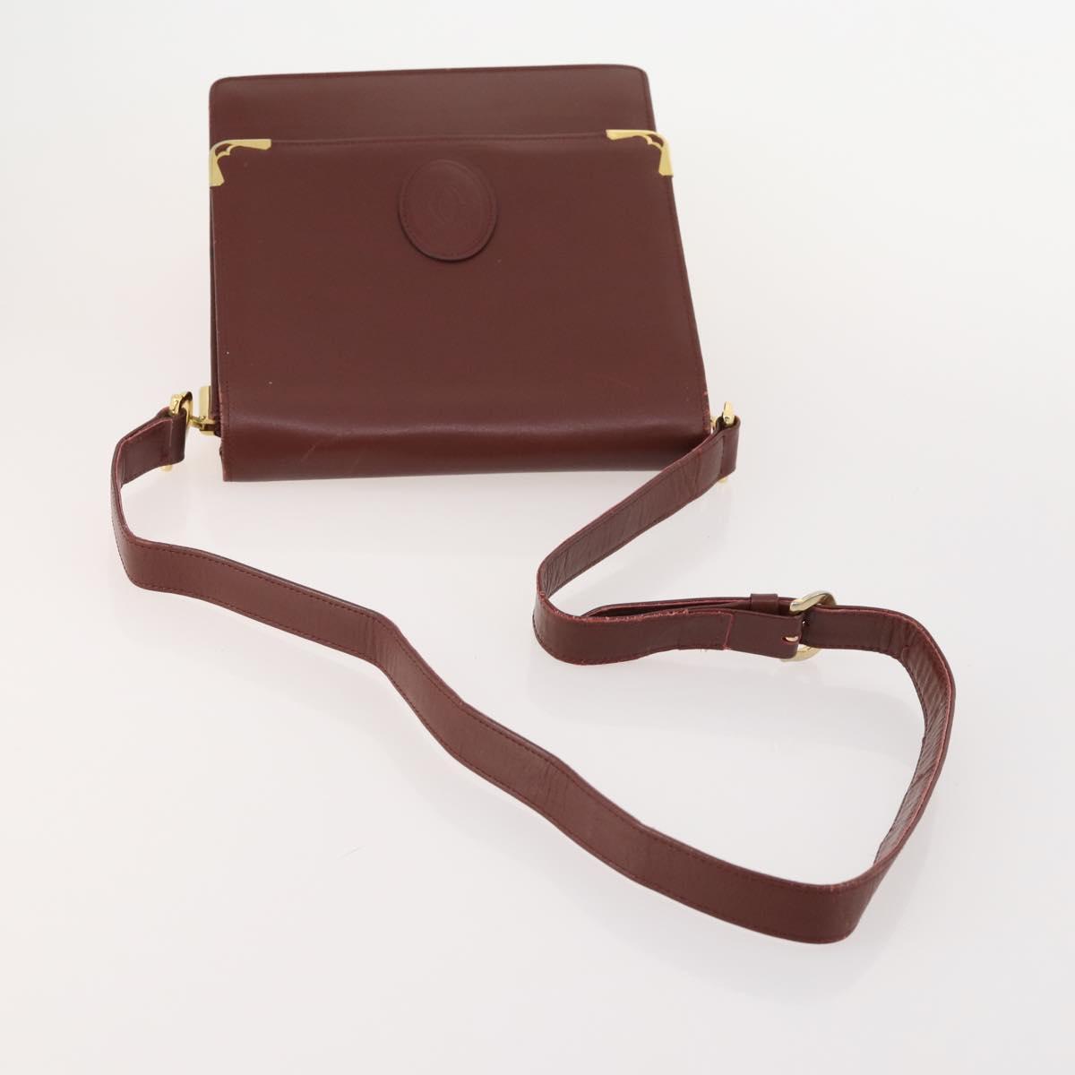 CARTIER Must Line Shoulder Bag Leather 2 Set Bordeaux Auth BA13277