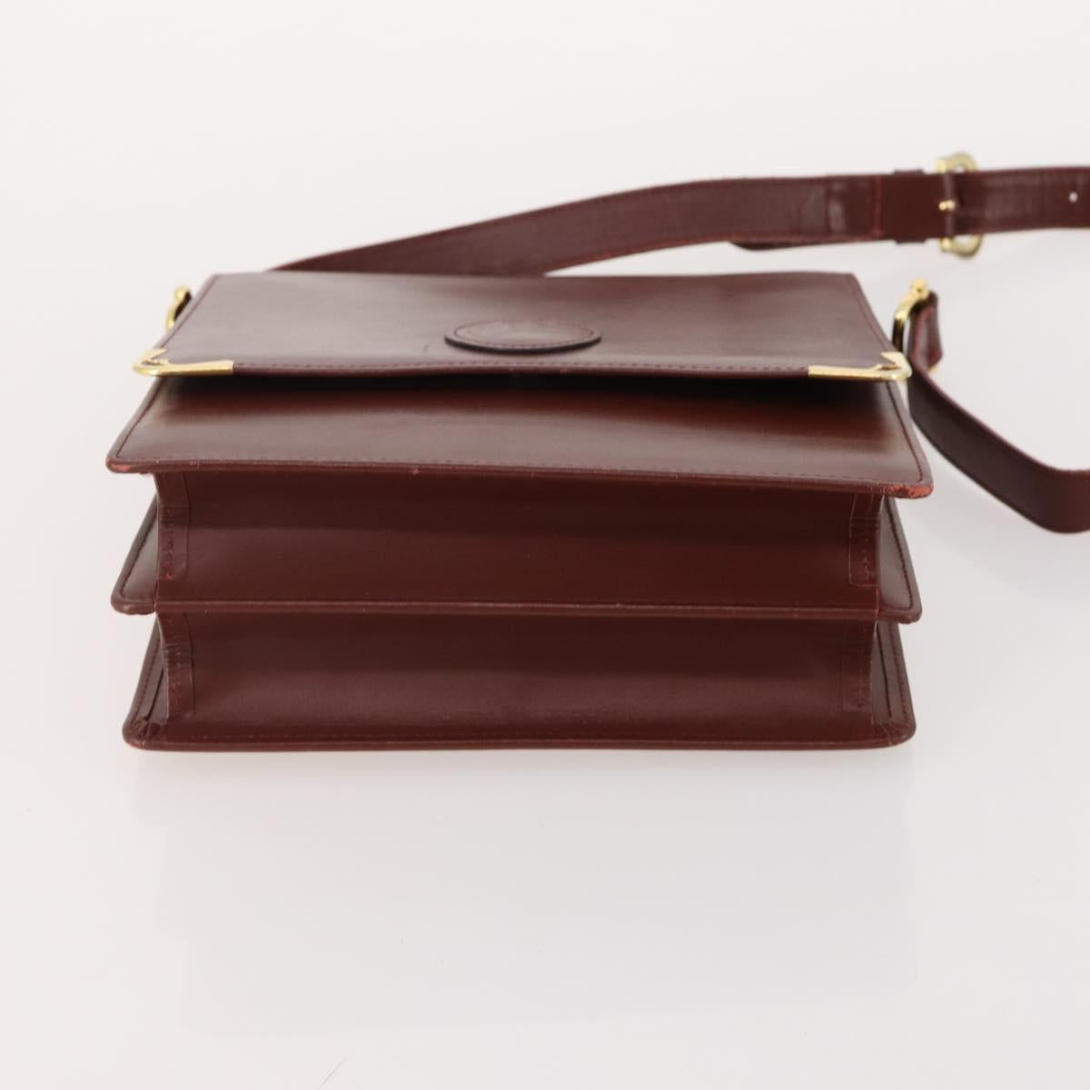 CARTIER Must Line Shoulder Bag Leather 2 Set Bordeaux Auth BA13277