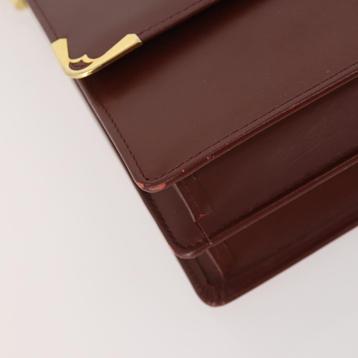 CARTIER Must Line Shoulder Bag Leather 2 Set Bordeaux Auth BA13277