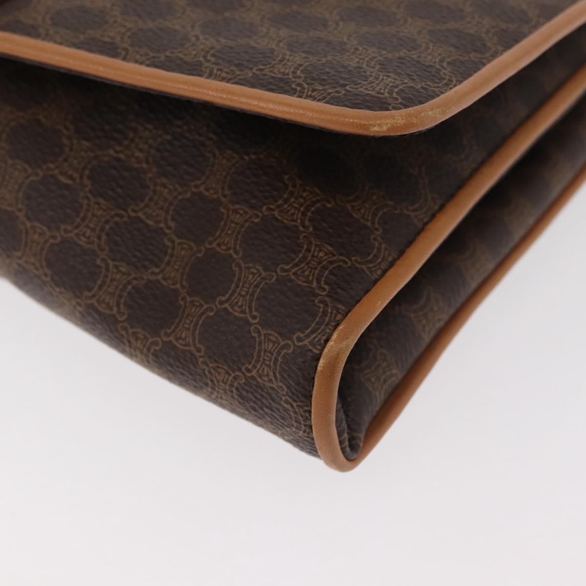 CELINE Macadam Canvas Shoulder Bag PVC Leather Brown Gold Auth BA13279