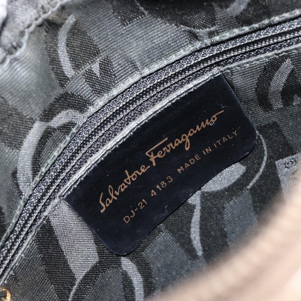 Salvatore Ferragamo Vala Shoulder Bag Leather Beige Gold Auth BA13281