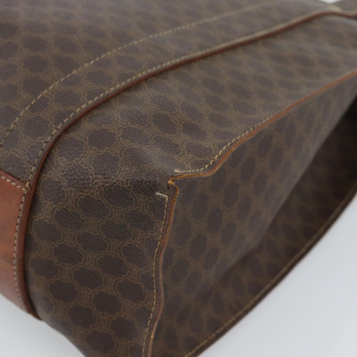 CELINE Macadam Canvas Tote Bag PVC Leather Brown Gold Auth BA13283