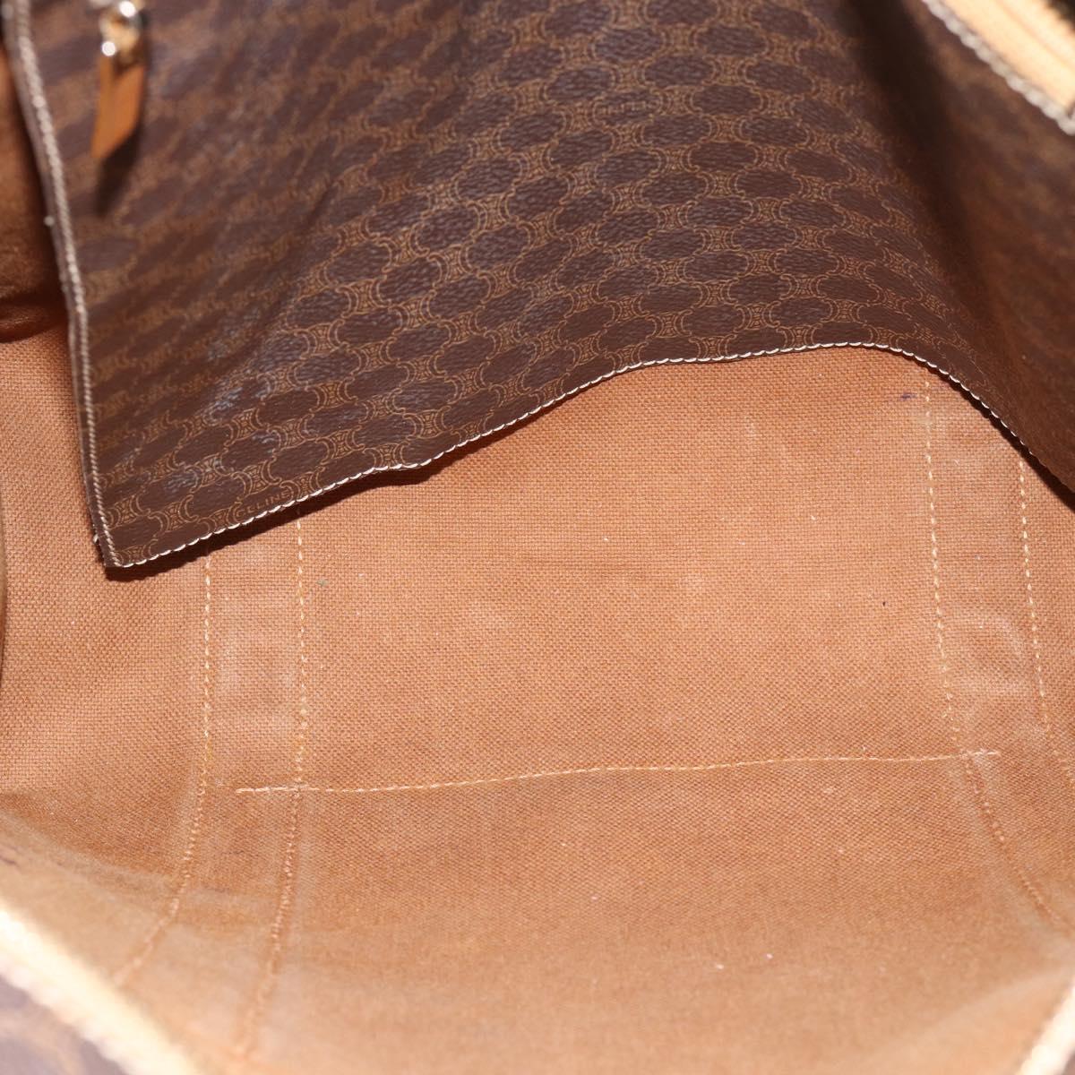 CELINE Macadam Canvas Tote Bag PVC Leather Brown Gold Auth BA13283